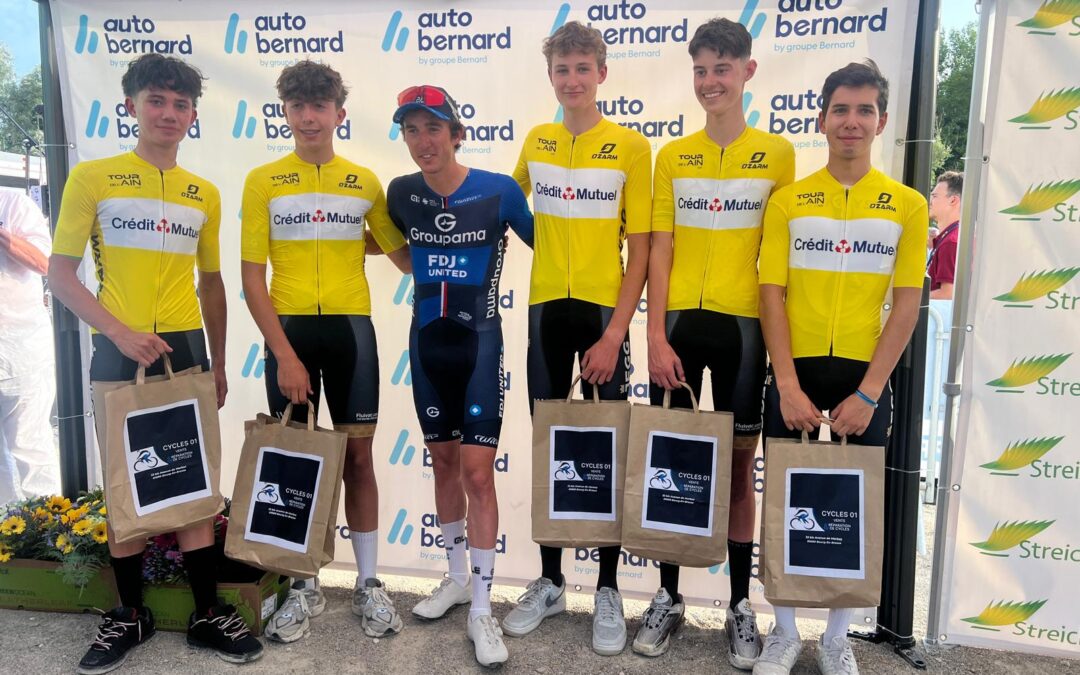 Nieuwelingen JEGG-SKIL-DJR in het geel in de Tour de L’Ain (F)